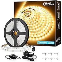 Olafus 32.8ft LED Strip Lights Warm White, Dimmable Soft White Light Strip 3000K with Adhesive Clips, 12V 10M Flexible Led Lights for Bedroom Indoor Kitchen, UL Listed Plug, 600 LEDs 2835