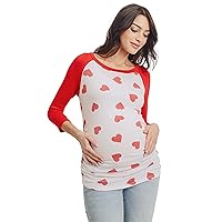 Women's Maternity Top Casual Side Ruched Baseball Raglan Tshirt