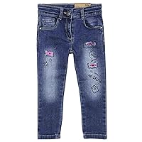 Girl's Denim Pants with Patches, Sizes 2-7