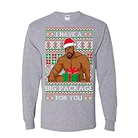 I Have a Big Package Meme Barry Wood Ugly Christmas Mens Long Sleeves