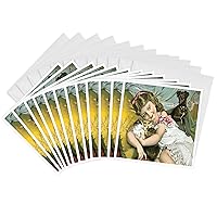 Scotts Emulsion Cute Little Girl with Kittens and a Puppy Greeting Cards, Set of 12 (gc_169868_2)