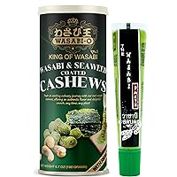 Wasabi-O Premium Wasabi Paste & Real Wasabi Seaweed Coated Cashews - Authentic Wasabi for Sushi, Sashimi, Poke, 1.52oz Tube & Crunchy Gourmet Snack, Vegan, Vegetarian, Halal, 6.7oz Pack