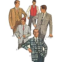 1960s Pattern, Men's Jacket & Vest Waistcoat - Chest: 40” (101.6cm) Waist: 36” (91.4cm)