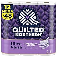 Quilted Northern Ultra Plush Toilet Paper, 12 Mega Rolls = 48 Regular Rolls White