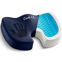 ComfiLife Gel Enhanced Seat Cushion – Office Chair Cushion – Non-Slip Gel & Memory Foam Coccyx Cushion for Tailbone Pain - Desk Chair Car Seat Cushion Driving - Sciatica & Back Pain Relief (Navy)