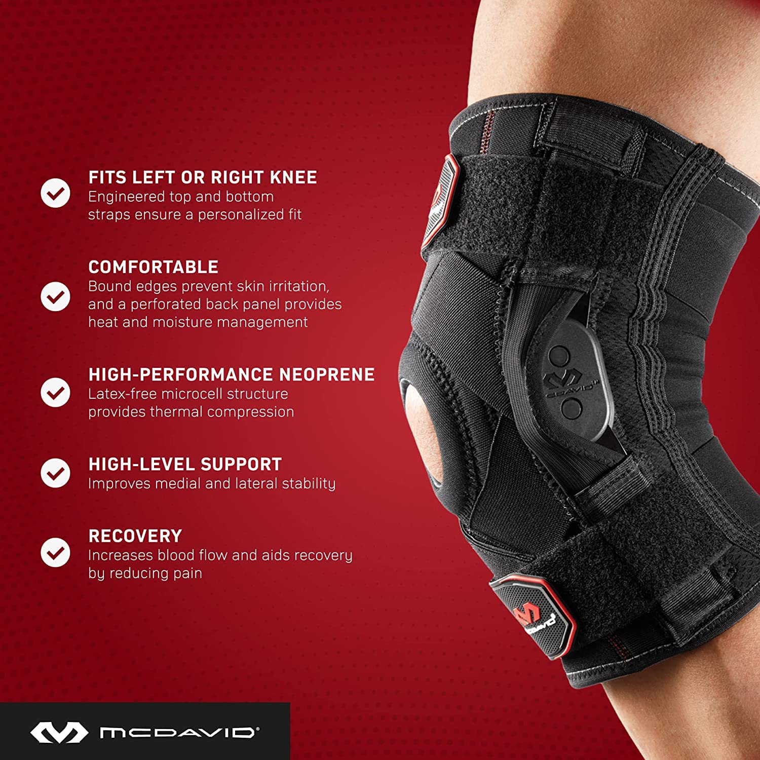 McDavid Maximum Support Knee Brace with Hinges (429X). Compression and Stability Straps for ACL, LCL, Arthritis, Tendonitis, MCL, Patella. Left and Right. Men and Women.