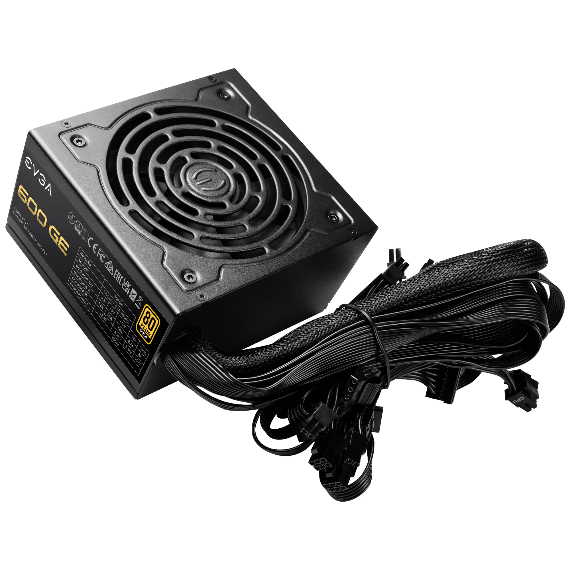 EVGA 600 GE, 80 Plus Gold 600W, Eco Mode, 5 Year Warranty, Power Supply 200-GE-0600-V1