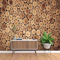 3D Wallpaper Retro Nostalgic European Style Log Wood Annual Ring Murals, Removable Wallpapers Mural Space Render Illustration, Living Room and Bedroom Wall Decor Creative Art,157.5