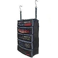 Pack Gear Hanging Suitcase Organizer, Travel Essential Foldable Packing Cubes, Pack Large or Carry On Luggage, Shelf Organizer for Closet (Black)
