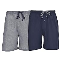 Men's 2-Pack Cotton Knit Shorts Waistband & Pockets, Assorted Colors and Sizes
