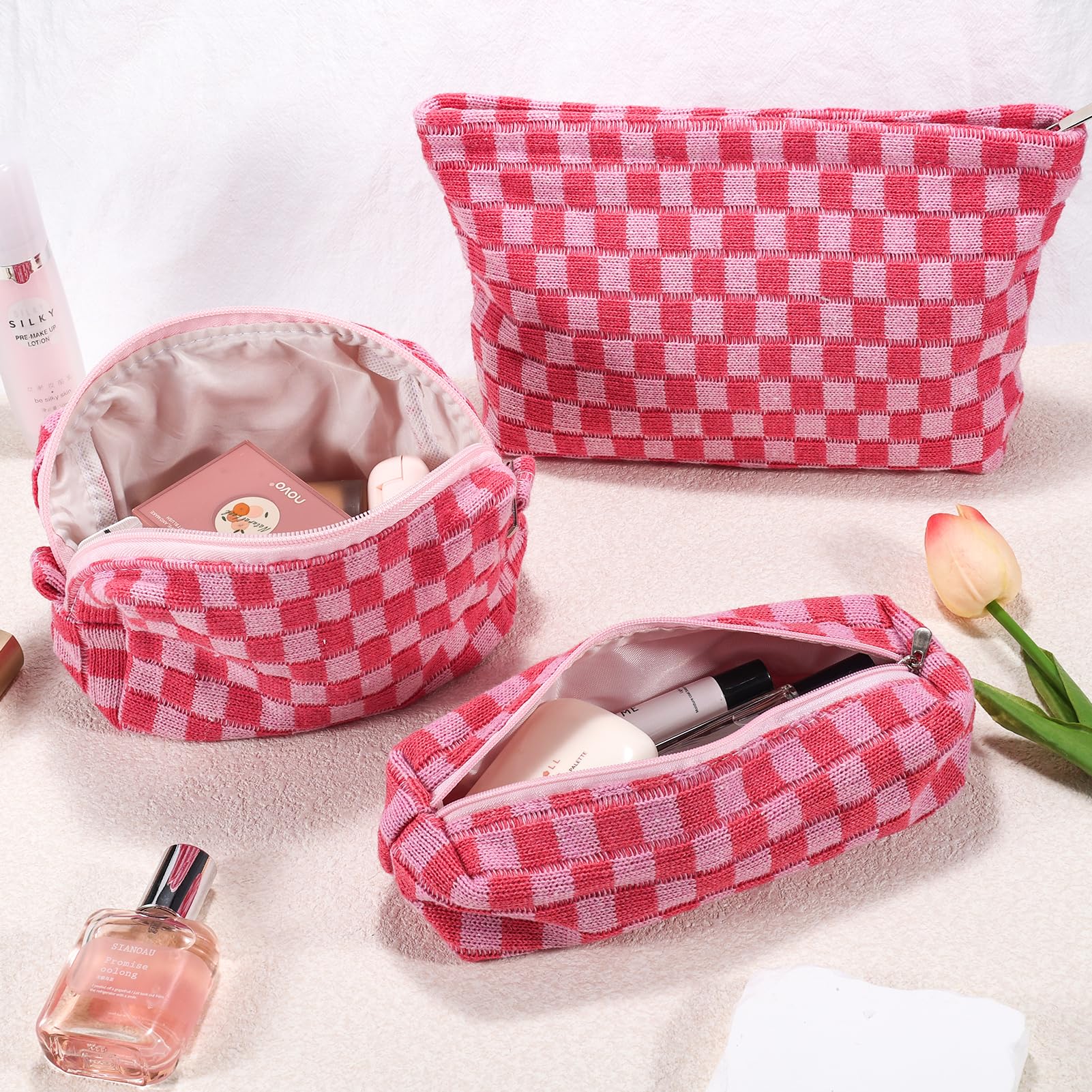 Small Cosmetic Bag Cute Makeup Bag Aesthetic Make Up Bag Purse Cosmetic Bag  For Purse (pink)