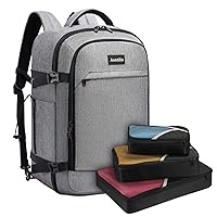 Asenlin 40L Travel Backpack for Women Men，17 Inch Laptop Backpack Flight Approved Luggage Carry On Water Resistant Computer Backpack for Weekender Overnight Large Daypack Grey