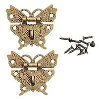 RAYNAG Set of 2 Butterfly Latch Hasp & Screws, Small Wooden Jewelry Boxes Suitcase Cabinet Lock Latches, Bronze, Antique Look