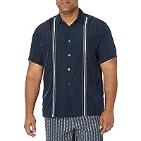 Cubavera Paneled Short Sleeve Shirt for Men, Classic Fit, Wrinkle Resistant, Casual Button-Down Shirt With Spread Collar