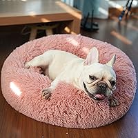 Puppy Beds for Small Dogs Washable 23 Inches Deep Sleep Calming Pink Cute Dog Bed for Girls Chihuahua Bed for Pet Dog Beds Fits up to 20 lbs Pets Beds Machine Washable Dog Bed.