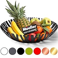 Fruit Basket, Modern Fruit Bowl Made in Europe, Decorative Centerpiece Bowl for Home Decor, Ideal Fruit Bowl for Kitchen Counter, High-end Look, Black