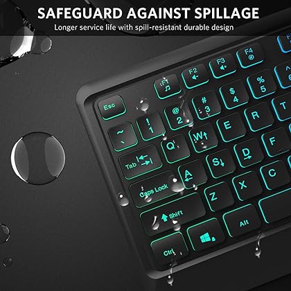 Fiodio Rainbow Membrane Gaming Keyboard, Quiet Wired Computer Keyboard, 104 Silent & 26 Anti-Ghosting Keys, Spill Resistant, Multimedia Control for PC and Desktop