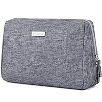 Large Makeup Bag Zipper Pouch Travel Cosmetic Organizer for Women (Large, Grey)