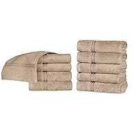 Superior Egyptian Cotton 10-Piece Face Towel Set, Small Towels for Facial, Spa, Quick Dry, Absorbent Towels, Bathroom Accessories, Guest Bath, Home Essentials, Washcloth, Airbnb, Taupe