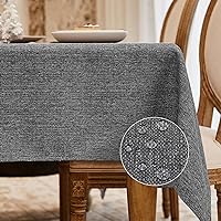 BALCONY & FALCON Rectangle Tablecloth Washable Wrinkle Resistant and Water Proof Table Cloth Decorative Linen Fabric Tablecloths for Dining Parties Kitchen Wedding and Outdoor Use (Dark Grey, 90x132)