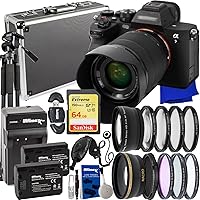 Sony a7 IV Mirrorless Camera with 28-70mm Lens Accessory Bundle Includes: Extra 2 Replacement Batteries and Charger, Extreme 64GB SD, Aluminum Carry Case, Tripod, Macro/Close Lenses and More