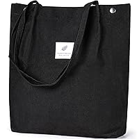 WantGor Corduroy Totes Bag Women's Shoulder Handbags Big Capacity Shopping Bag (Large Black)