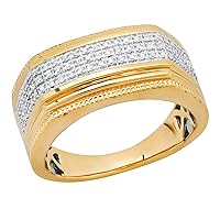 Dazzlingrock Collection 0.20 Carat (ctw) Round White Diamond Mens Anniversary Wedding Band 1/5 CT, Yellow Gold Plated Sterling Silver