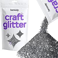 Hemway Craft Glitter - Multi-Size Chunky Fine Glitter Mix for Arts Crafts Tumbler Resin Painting Decorations Epoxy, Cosmetics for Nail Body Festival Art - Silver - 100g / 3.5oz