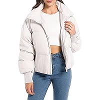 Orolay Womens Winter Oversized Cropped Puffer Jacket Zip Up Short Down Coat Stand Collar Baggy Overcoat