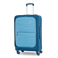 AMERICAN TOURISTER Cascade Softside Expandable Luggage Wheels, Pacific Blue, 24-Inch Spinner