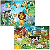 Jumbo Floor Puzzle for Kids Animal Farm Animal Jigsaw Large Puzzles 48 Piece Ages 3-6 for Toddler Children Learning Preschool Educational Intellectual Development Toys 4-8 Years Old