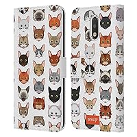 Head Case Designs Officially Licensed Emoji® Breeds Cats Leather Book Wallet Case Cover Compatible with Motorola Moto G41