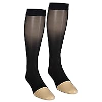 NuVein Sheer Compression Stockings, 15-20 mmHg Support, Fashionable Medium Denier, Knee High, Open Toe, Black, Medium