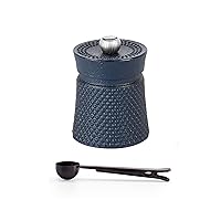 Peugeot BALI FONTE Cast Iron Pepper Mill, 8cm/3 In, With Stainless Steel Spice Scoop/Bag Clip (Blue)