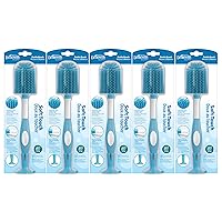 Dr. Brown's Soft Touch No Scratch Baby Bottle Cleaning Brush Nipple Cleaner with Stand and Storage Clip, BPA Free, Blue 1-Pack (Pack of 5)