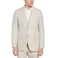 Perry Ellis Men's Linen-Blend Suit Jacket, Breathable Single Breasted Blazer, Regular Fit, with Chest Pocket (Sizes 36-54)