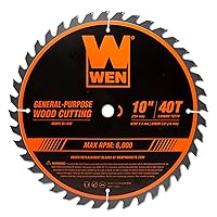WEN BL1040 10-Inch 40-Tooth Carbide-Tipped Professional Woodworking Saw Blade for Miter Saws and Table Saws