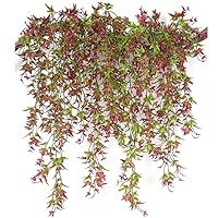 Artificial Vine, Hanging Ivy Sweet Potato Leaves Plastic Plants Foliage Vines, UV Resistant Greenery Fake Flowers for Indoor Outdoor Garden Door Wall Wedding Party Table Decoration Red 4 Pack
