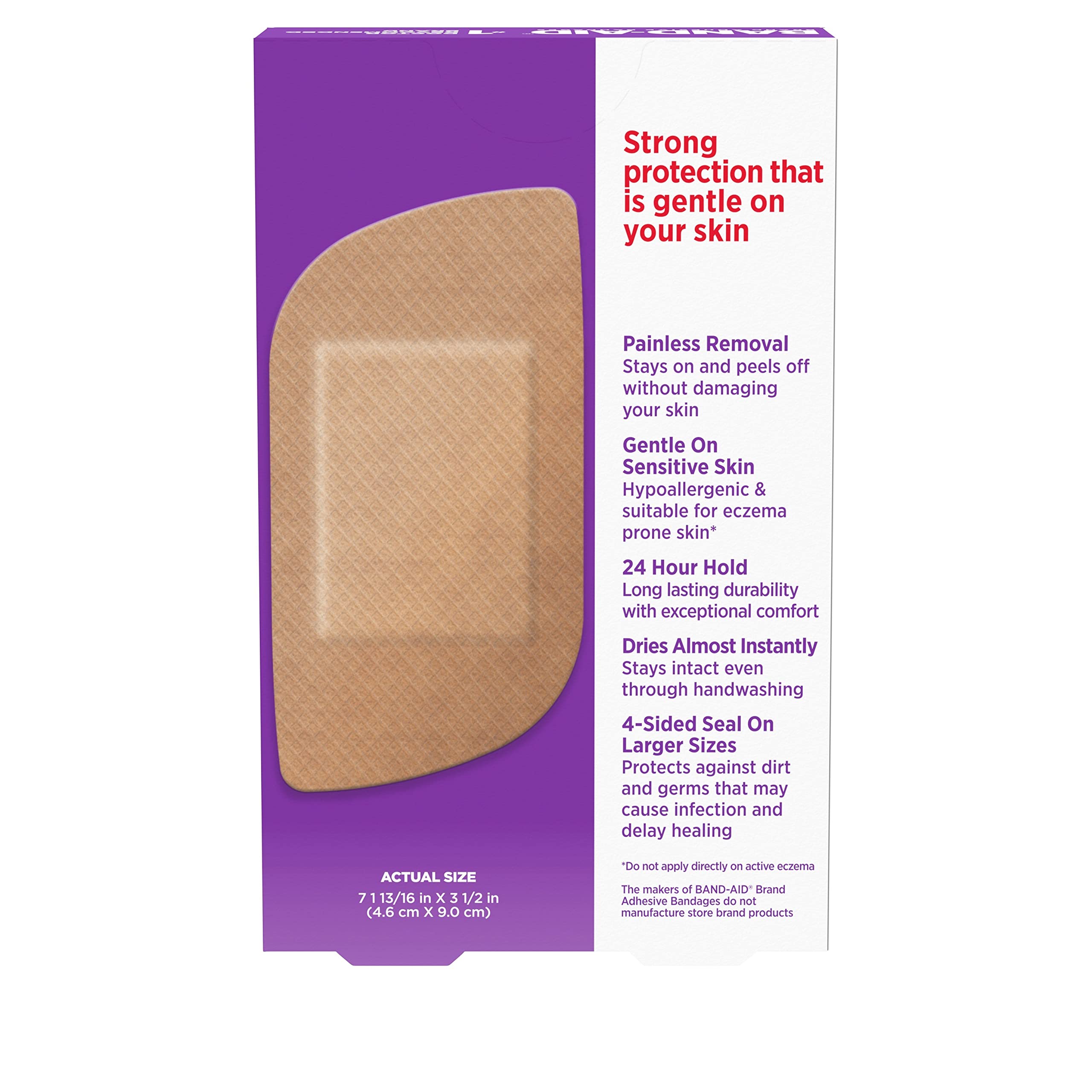 Band-Aid Brand Adhesive Bandages for Sensitive Skin, Hypoallergenic, Extra Large, 7 ct