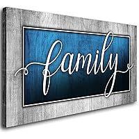 AOSHDART Family Canvas Wall Art-Navy Blue Family Wall Decor-Family Word Sign Canvas Prints Picture Painting Modern Artwork for Bedroom Living Room Home Decoration 24