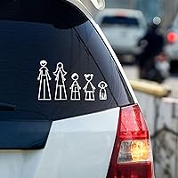Geometric Figure Family Truck Window Wall Stickers with Dog - Simple Design Family of Four with Pet Dog Car Stickers - Unique Family with Cute Dog Bumper Stickers