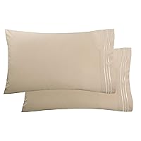 Elegant Comfort Luxury Ultra-Soft 2-Piece Pillowcase Set - 1500 Premium Hotel Quality Microfiber Double Brushed - Wrinkle Resistant, King, Cream