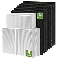 6 Pack HPA300 HEPA Filter Replacement for Honeywell HPA300 Series Air Purifiers HPA300, HPA300VP, HPA304, HPA3300, Replace HRF-R3 (6 Ture HEPA R Replacement Filter + 8 Activated Carbon Pre-Filter)