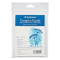 Strathmore Creative Cards, Flourescent White with Deckle Edge, Announcement Size, 3.5x4.875 inches, 6 Pack, Envelopes Included - Custom Greeting Cards for Weddings, Events, Birthdays