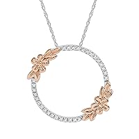 Sterling Silver 1/10 ct TDW Diamond Open Circle Pendant Necklace Love Gift for Women (I-J, I2)