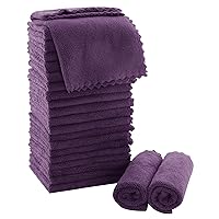 MOONQUEEN Ultra Soft Premium Washcloths Set - 12 x 12 inches - 24 Pack - Quick Drying - Highly Absorbent Coral Velvet Bathroom Wash Clothes - Use as Bath, Spa, Facial, Fingertip Towel (Plum)