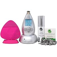 Microderm GLO Skincare Advanced Bundle Includes Diamond Microdermabrasion System, 10mm Filters 100 pack, Peptide Complex Serum, Sonic Facial Cleansing Brush. Perfect Anti Aging Treatment Kit