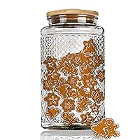 1 Gallon Cookie Jar, Wide Mouth Large Glass Jars with Bamboo Lid, Airtight Storage Food Kitchen Counter Containers for Candy, Flour, Oats, Coffee Bean, Pet Treats, Laundry Pods, Laundry Detergent