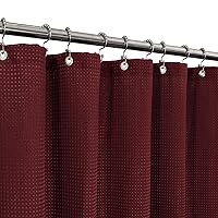 Waffle Weave Shower Curtain Hotel Luxury Spa, 230 GSM Heavy Duty Fabric & No Blowing, Water Repellent and Machine Washable - Red Rio, 71