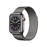 Apple Watch Series 8 [GPS + Cellular 41mm] Smart Watch w/Graphite Stainless Steel Case with Graphite Milanese Loop. Fitness Tracker, Blood Oxygen & ECG Apps, Always-On Retina Display, Water Resistant